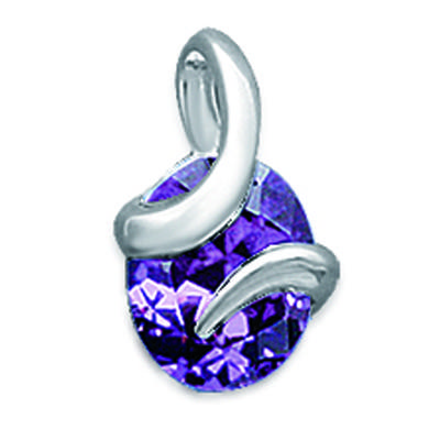 [F0037] - Silver Pendant 'Câlin' Silver-plated Amethyst (rhodium-plated) - 16x8 Mm