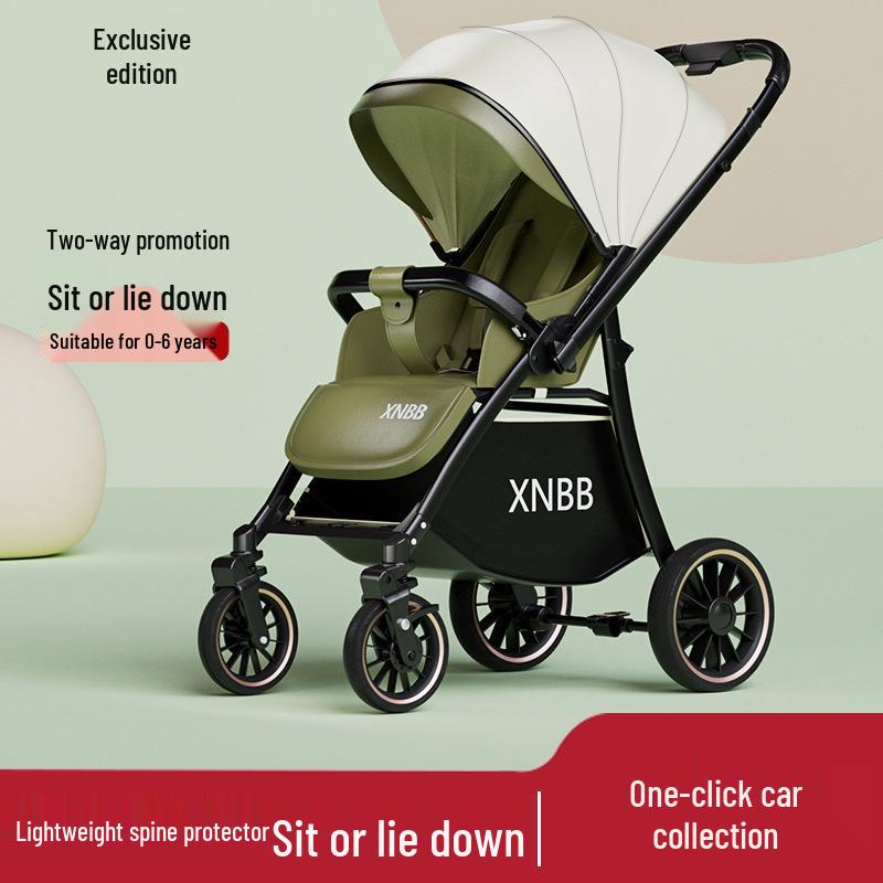 High View Reversible Baby Stroller: Sit & Lie Features, Foldable, Ultra-Light, Shock-Absorbing for Ages 0-3