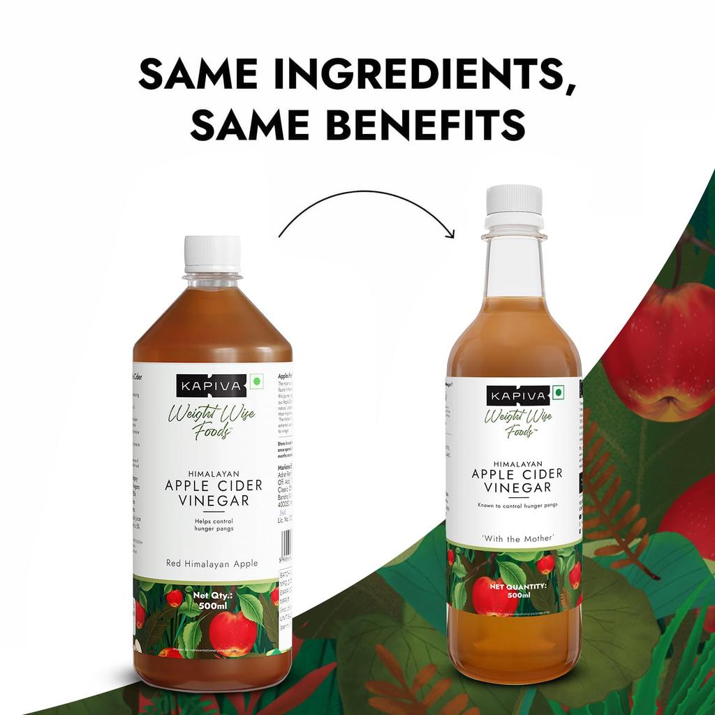 Kapiva Himalayan Apple Cider Vinegar With Mother 500ml | Raw Unpasteurized Unfiltered | Digestive Health & Weight Management