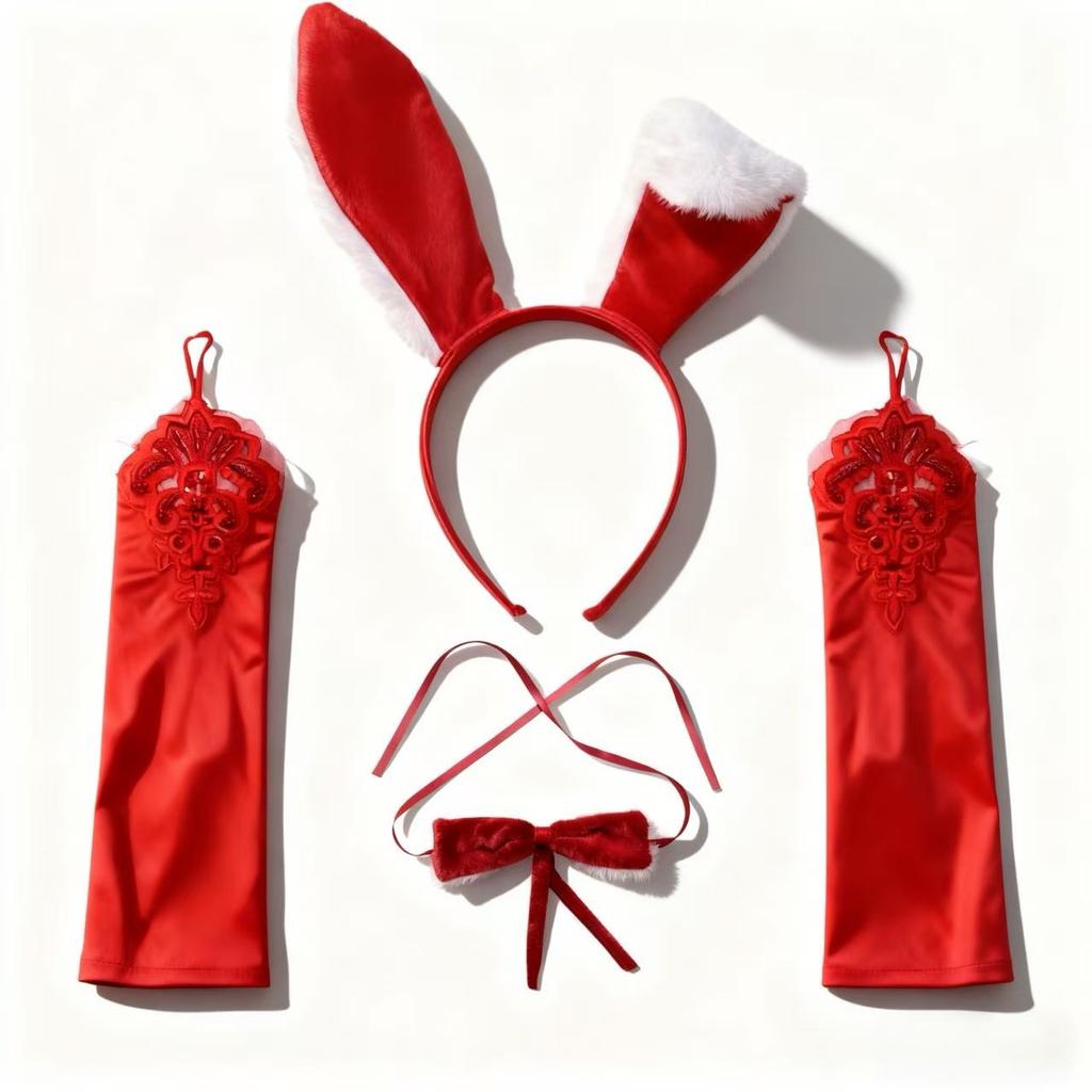 Christmas bunny girl cute red rabbit ear headband for women, autumn and winter headband, cartoon rabbit ear hair accessory
