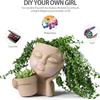Girl Head Face Flowerpot White Resin DIY Figure Fleshiness Flower Pot with Leakage Hole Garden Pots & Planter Home Decoration