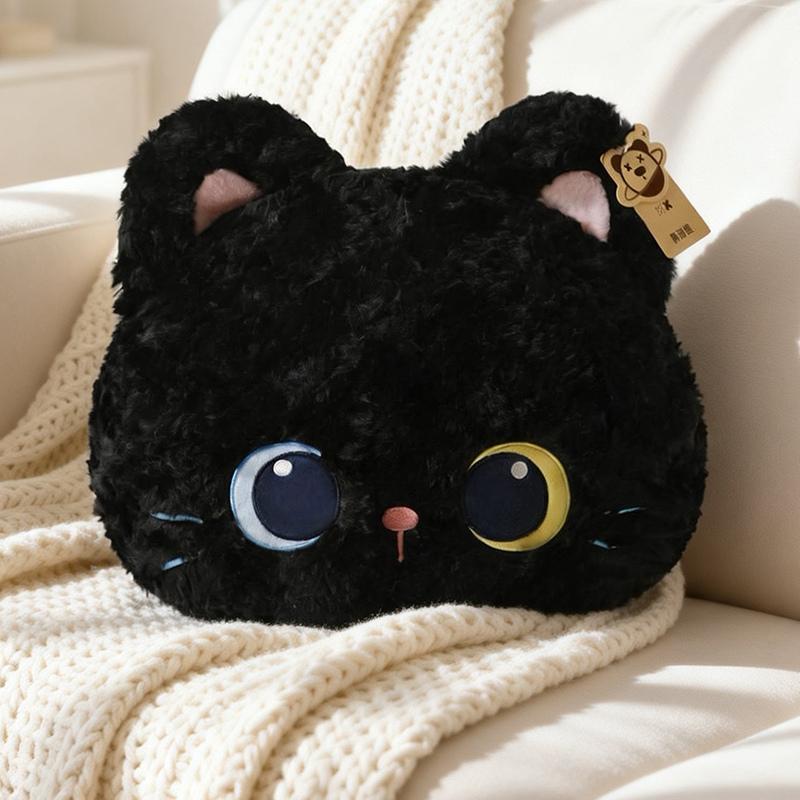 Bitixiong Teriyaki Katzenkopf Kissen 4 Farben Flauschiges Lockiges Katzen Plüschkissen für Sofa, Bett, Nickerchen und Heimdekoration Geschenke. 33X40cm
