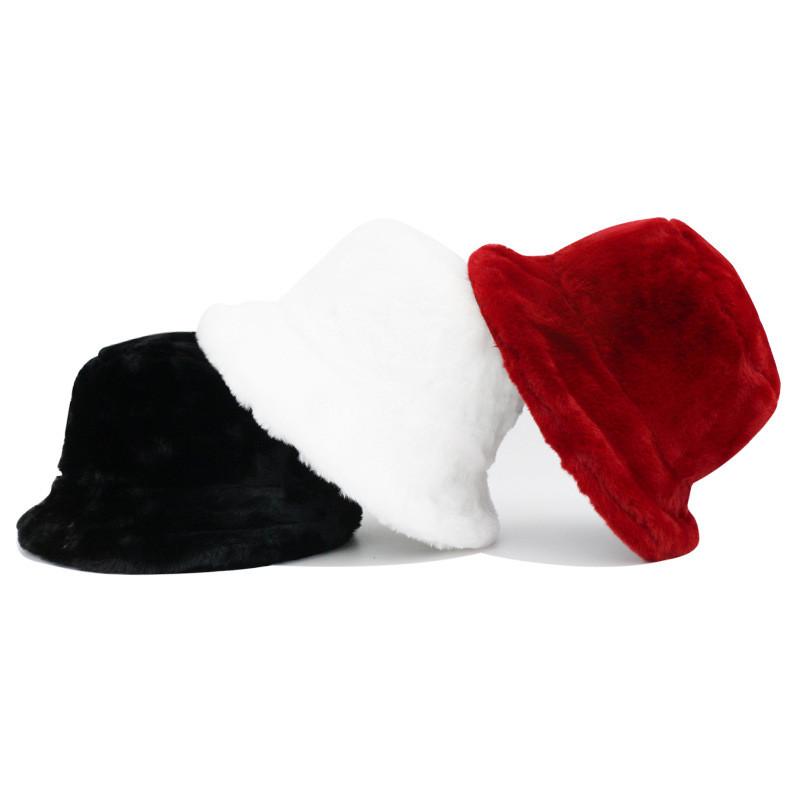 Womens Lamb Velvet Basin Hat Extrathickened Furry Solid Color Warm Winter