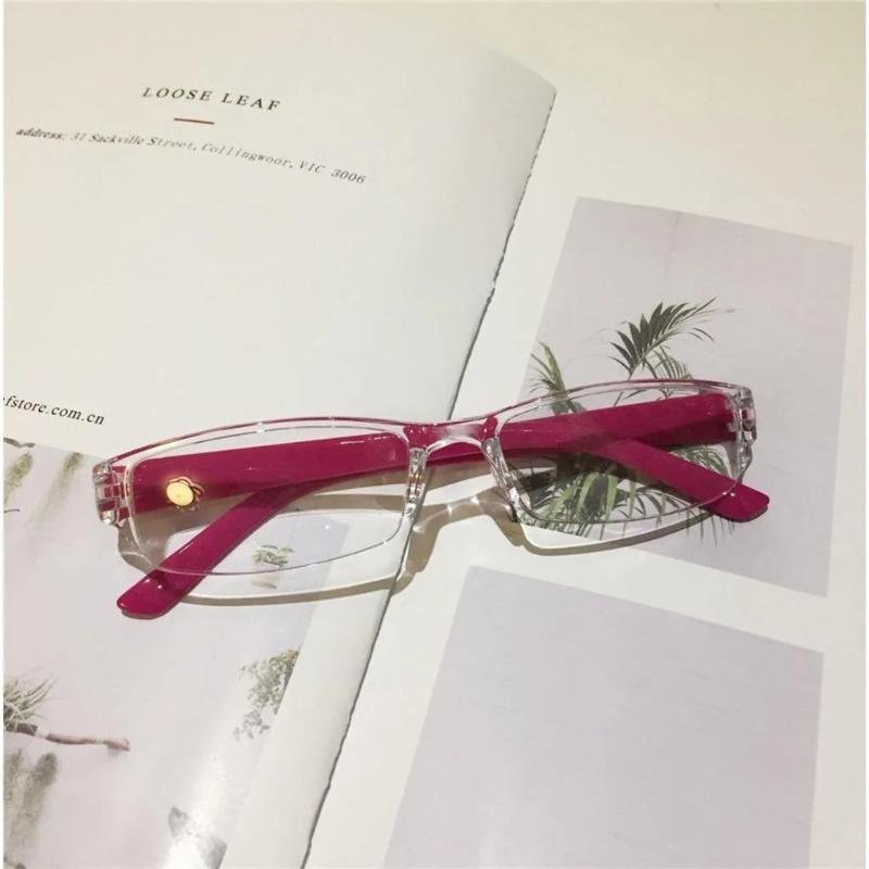 Ultralight Transparent Resin Lens Plastic Colorful Red Leg Mirror Eyewear Reading Glasses Men Women Rimless Presbyopic Glasses