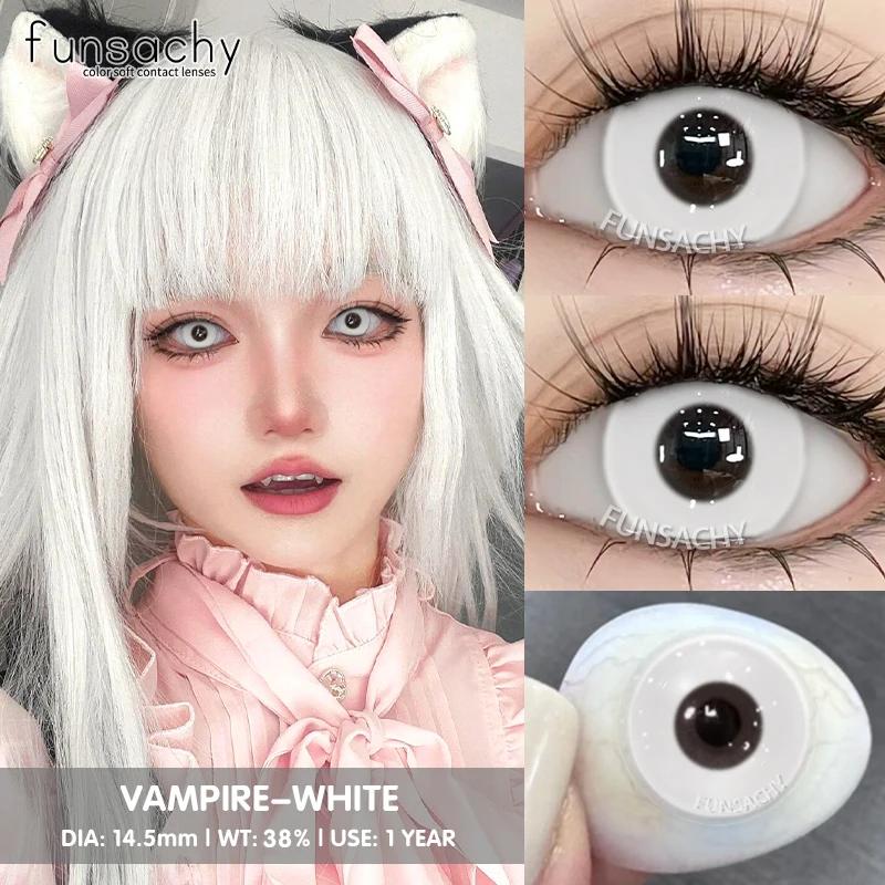 FUNSACHY 1 Pair Fashion Colored Contact Lenses for Cosplay Green Pink Anime Cosplay Lens Beauty Halloween Makeup Eye Soft Lens