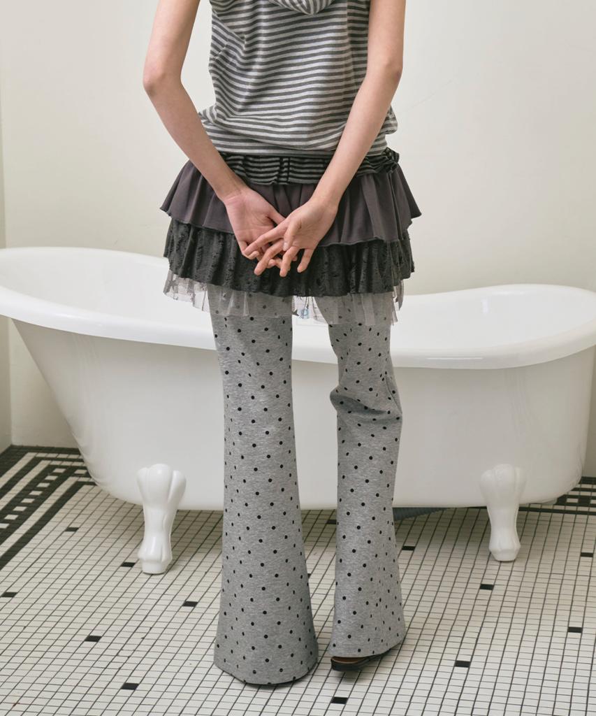 THE GREEN LAB Pocket Bootcut Dot Pants [Melange Gray]