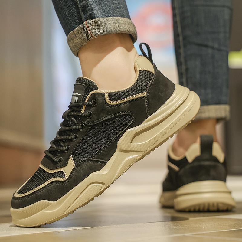 Men's shoes spring and summer mesh breathable 2025 new platform white shoes men's ultra-light sports and leisure board shoes