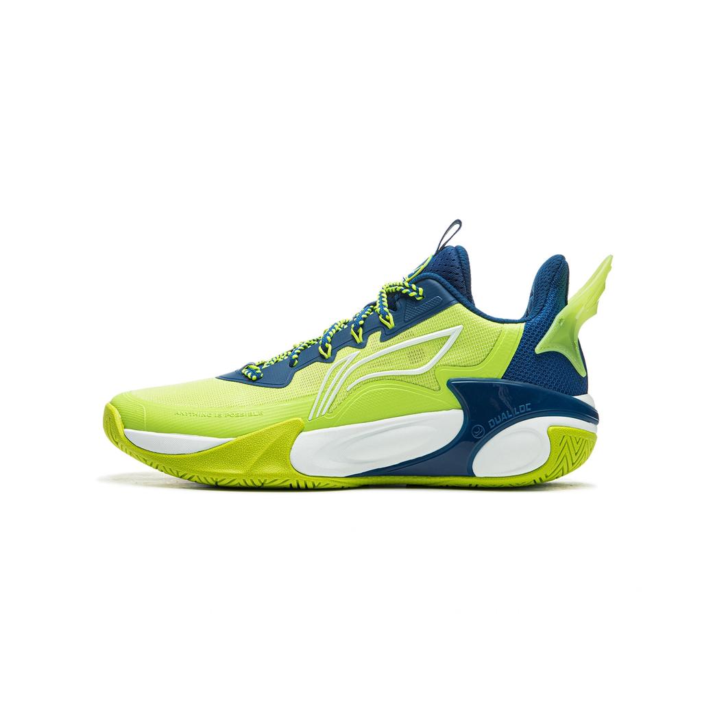 Li Ning Kids Wind Shadow 2.0 Basketball Shoes Simple Fashion Versatile Classic Kids basketball shoes Acid-Lime Prussian-Blue YKBU072-27