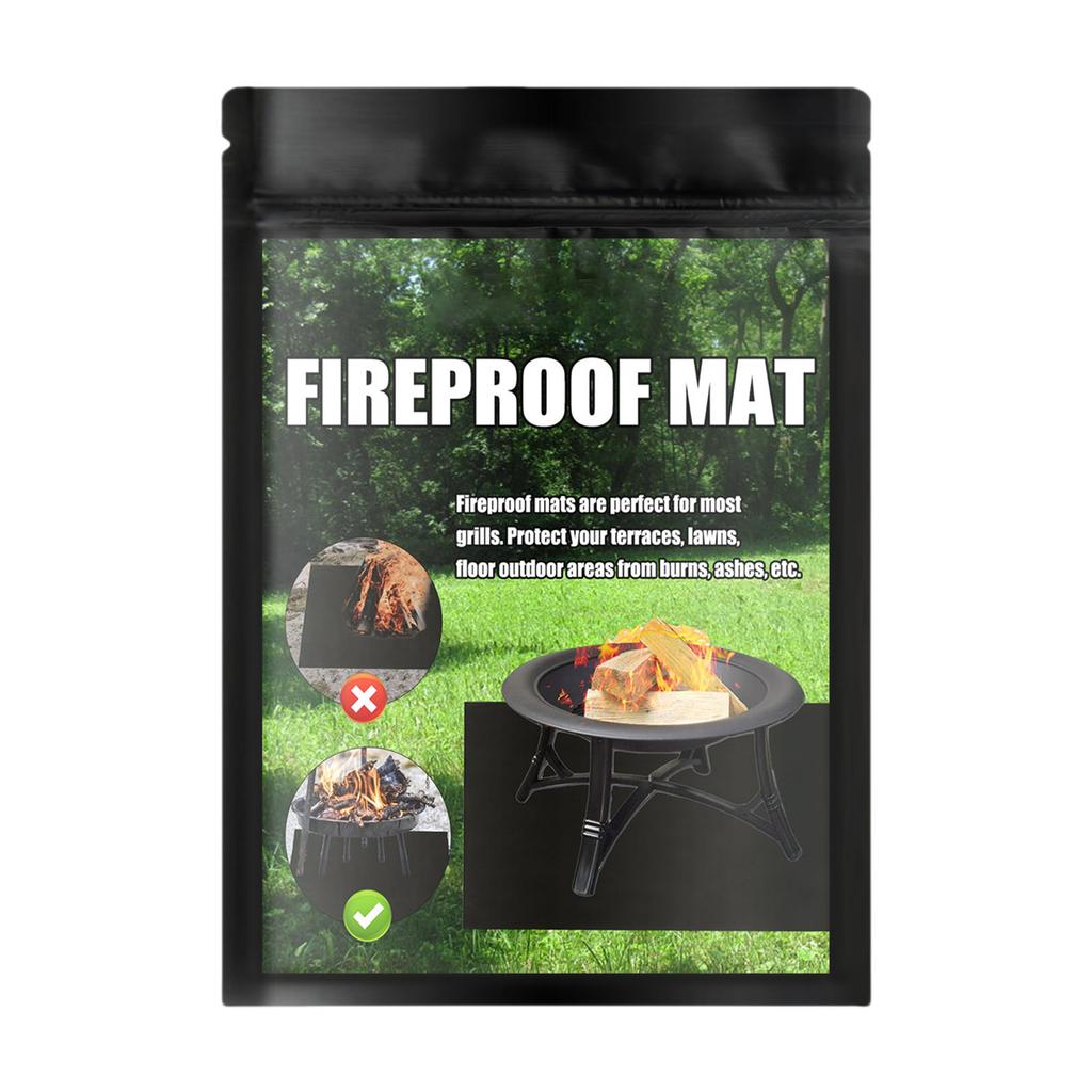 Large BBQ Grill Pad Waterproof Oil Proof Double Sided Flame Retardant Cooking Mat For Floor And Grass Safety