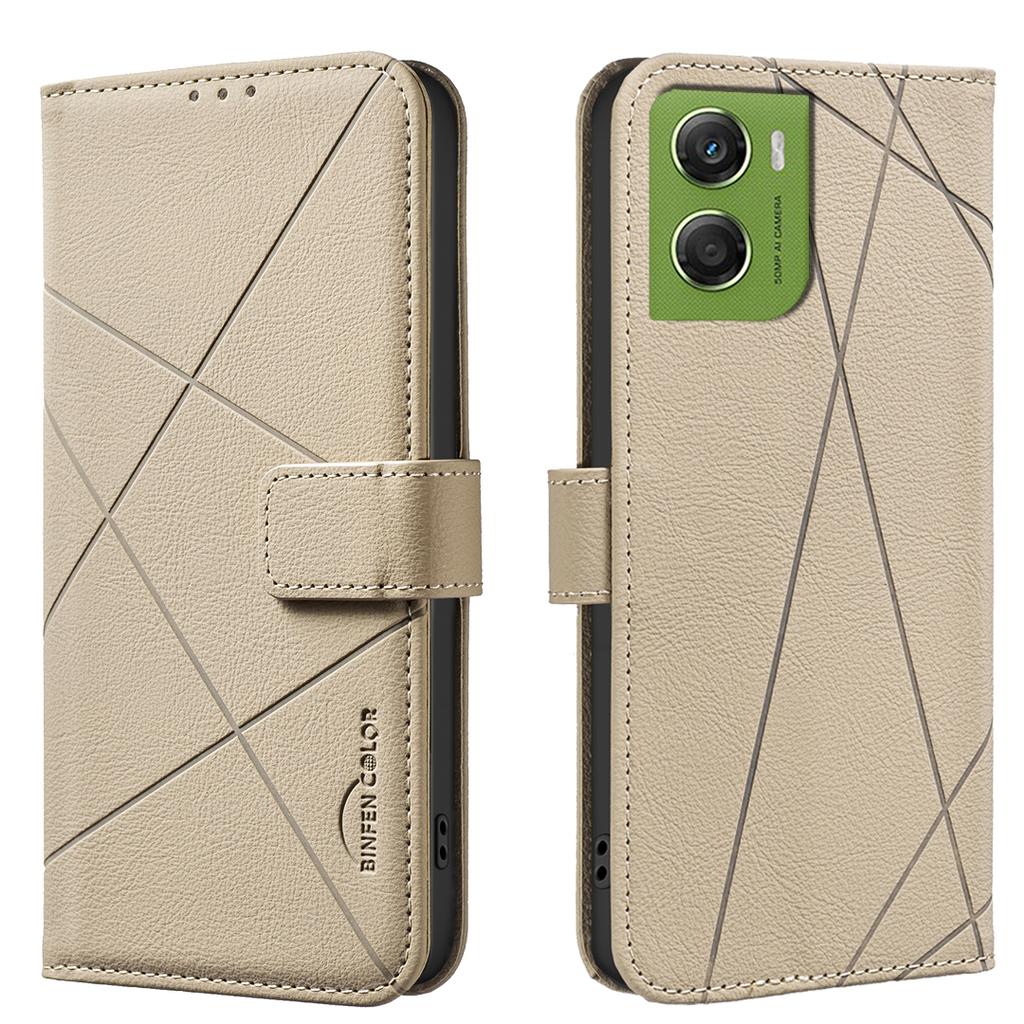 For Motorola Moto G06 4G Case BINFEN COLOR BF35 Geometry Imprinted Leather Phone Cover RFID Blocking Wallet Stand