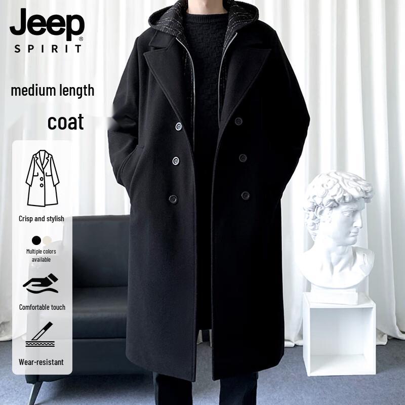Мужской тренч JEEP SPIRIT с капюшоном, пэчворк, смесовая шерсть 2XL