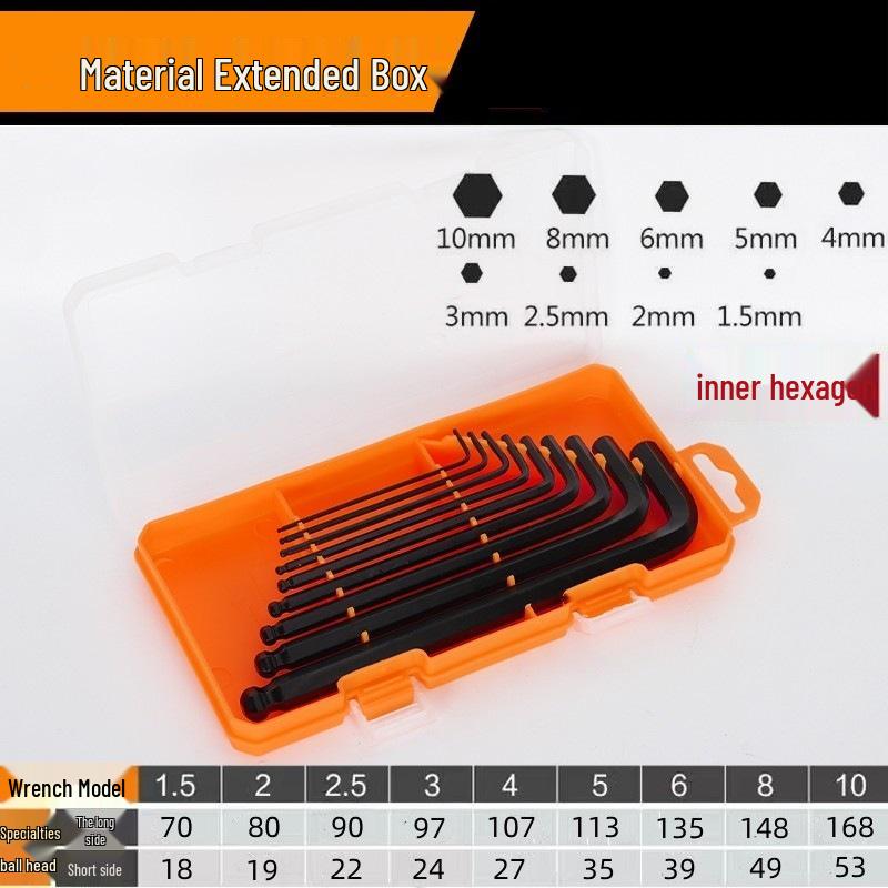 9-Piece High Hardness Hex Key & Screwdriver Set with Extended Hex Wrenches