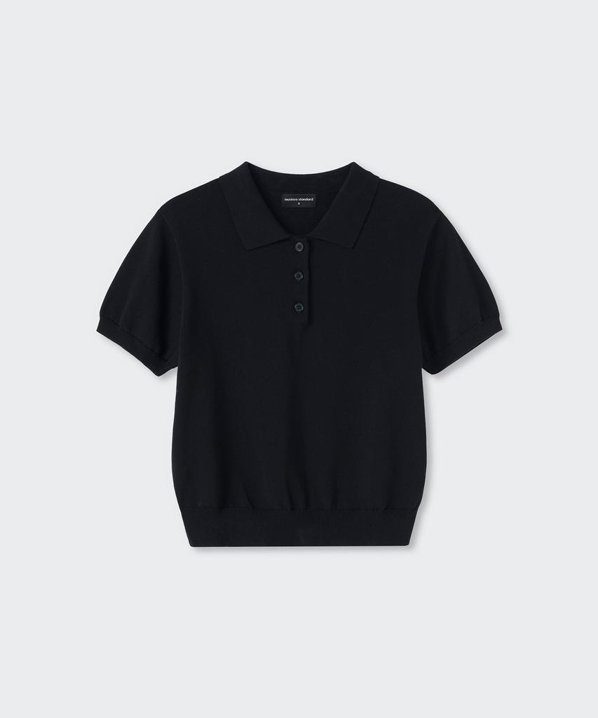 MUSINSA STANDARD WOMAN Women'S Washable Supima Cotton Knitted Polo Shirt [Black]