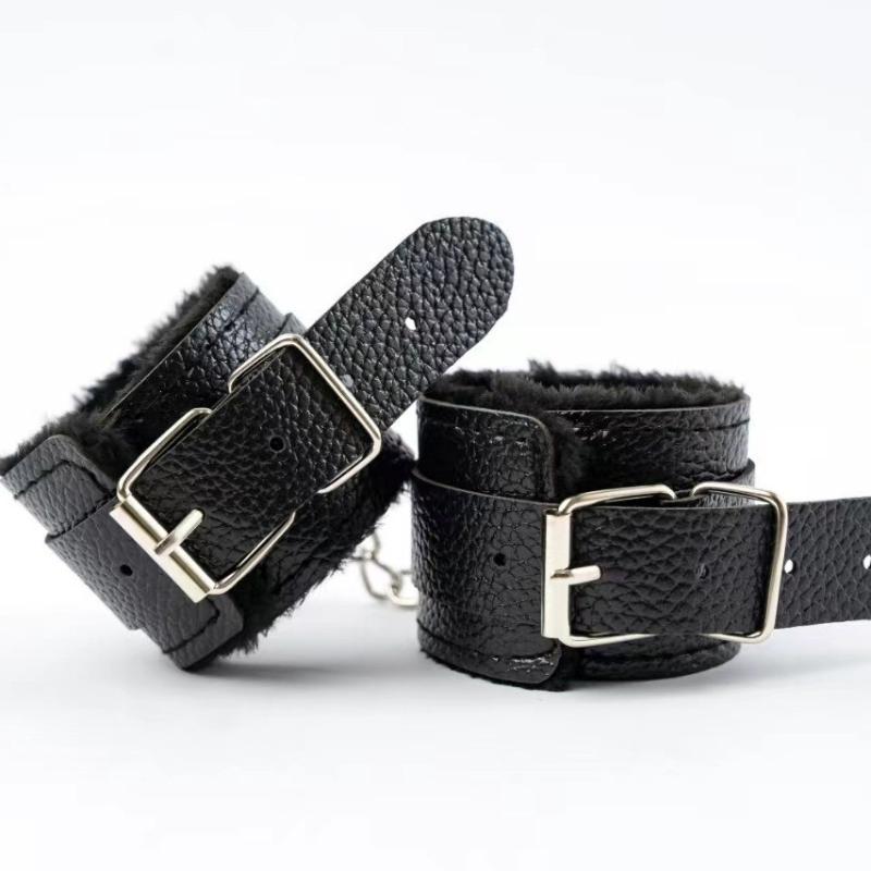 Nylon Color Wrist Cuffs Soft Plush Lining Adjustable Metal Buckle For Couples Bedroom Play