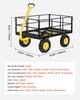 Steel Garden Cart, 635 Kg Heavy Duty Pullable Garden Wagon Yard Cart, 2 In 1 Outdoor Metal Utility Wagon Yard Trailer with 330 Mm All Terrain Tires,