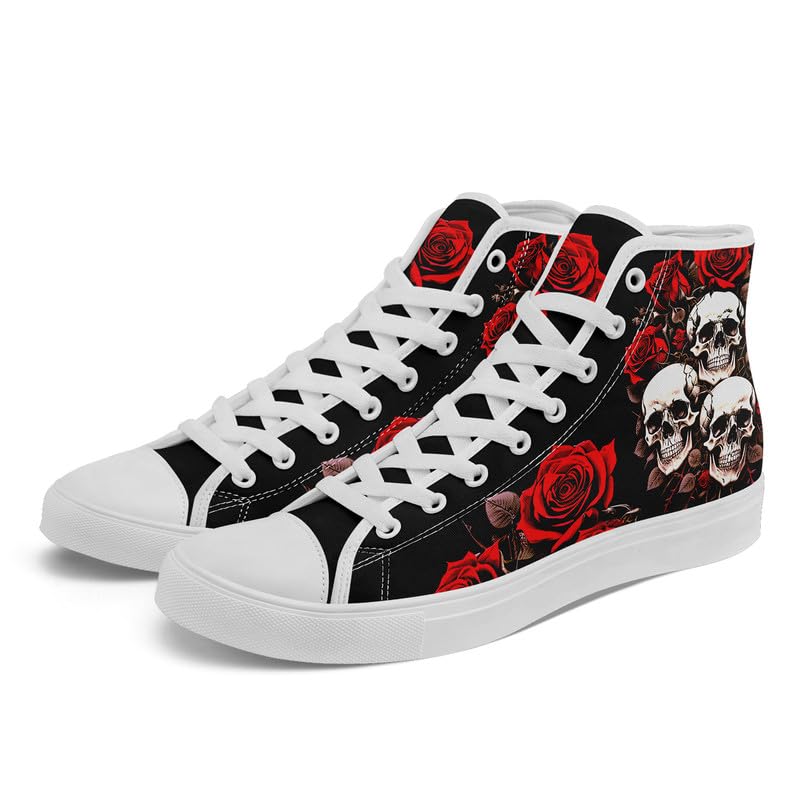 Skull Canvas Shoes for Men and Women Classic Gothic Style Fashion Street Style Casual Canvas Sneakers [CoolCustomize] High-Top - Lace-Up Sneakers,