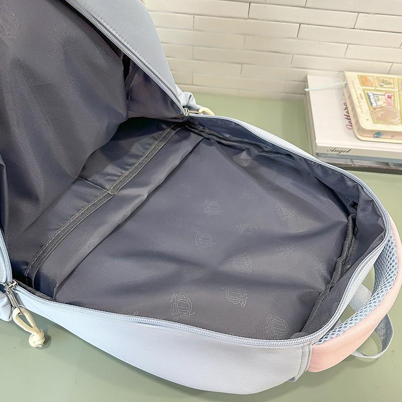 Sac d'école pour collégienne Sac à dos pour ordinateur à blocs de couleurs pour femmes Grande capacité Sac à dos pour livres