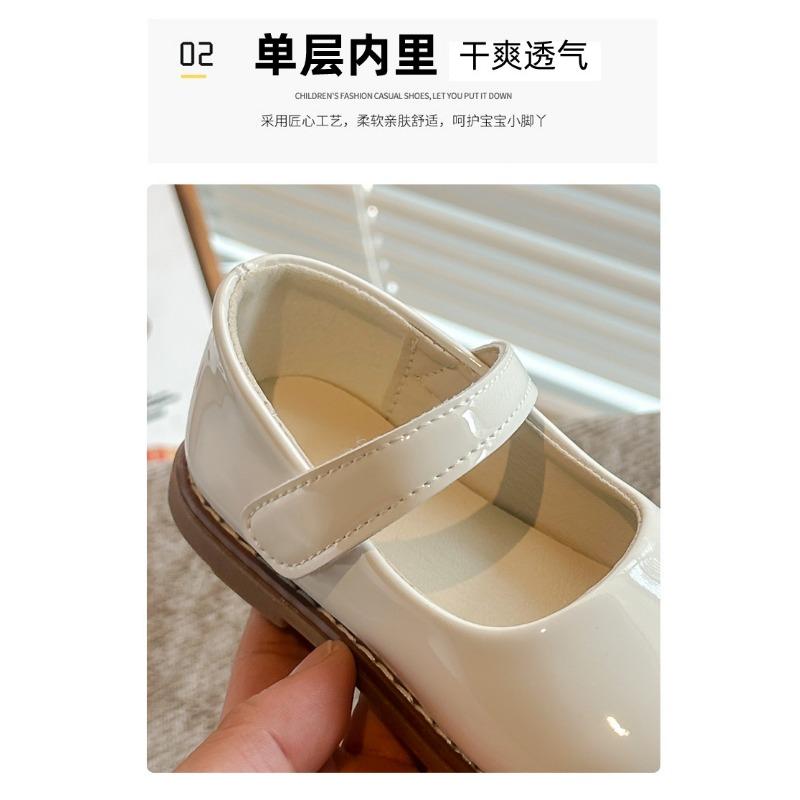 Kids Glossy Leather Velcro Non Slip Soft Sole Casual Mary Jane Shoes