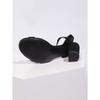 Women's Black Single Strap Block Heel Sandals, Elegant Roman Style Dress Shoes