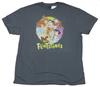 The Flintstones Adult New T-Shirt Distressed Circle Group Over Logo