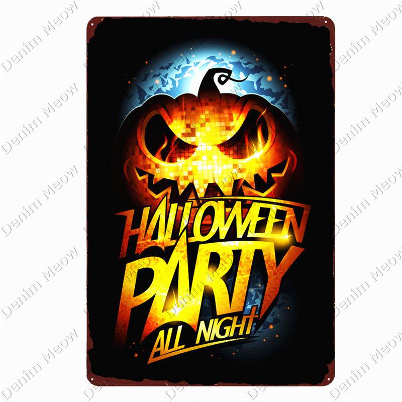 Halloween Party Poster, Happy Halloween Vintage Metal Signs, Bar, Pub, Cafe, Home Decor, Tin Painting, Tin Plate, N369