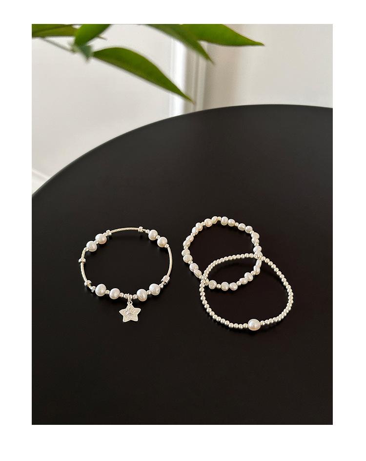 Elegant Pearl Star Pendant Bracelet for Women - Light Luxury Silver Wristband Jewelry