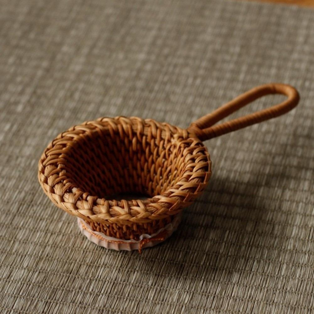 Handgefertigter Teefilter Traditioneller Bambus Rattan Teelöffel Teefilter Teesieb Teeraum
