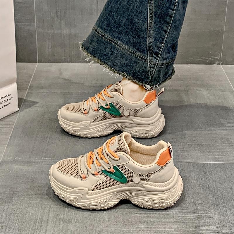 

CRLAYDK Chunky Sneakers for Women Platform Tennis Mesh Dad Shoes Breathable Casual Wedge Lace Up Walking Trainers 35