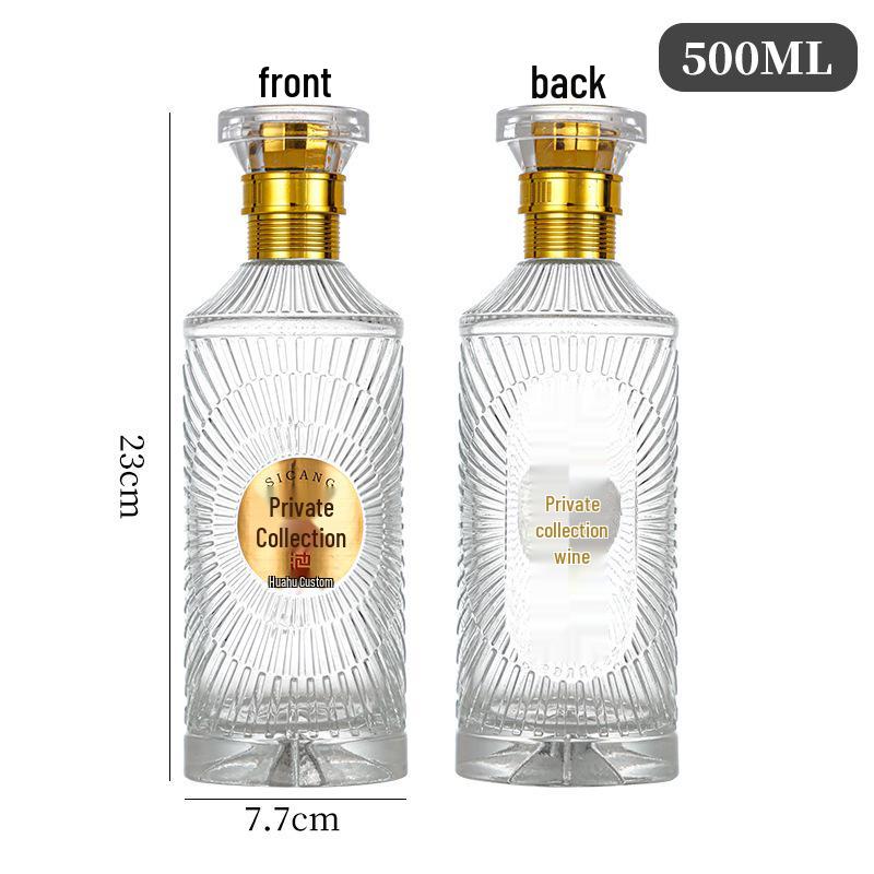 500ml Baijiu Glass Wine Bottle Set - Transparent, Empty, with Gift Box, for Home Brewing