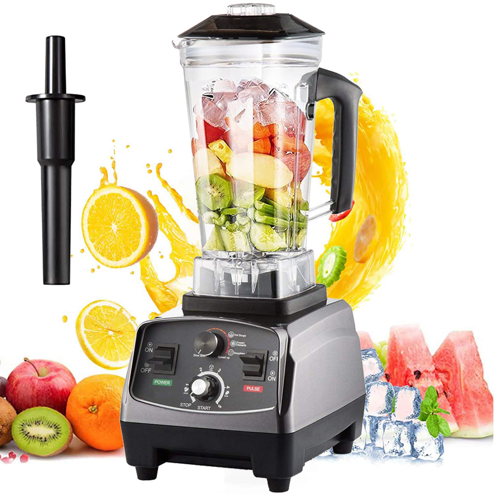 

Blender Commercial Mixer Smoothie Juicer Blender 110V Multifunctional 2L Large Capacity with Timer Blender Soup Flour Vegetable Fruit Juicer Ice