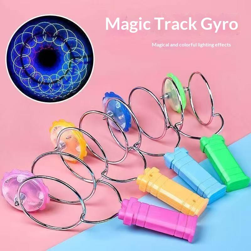 Led Magic Magnetic Orbit Spinning Top Toy Creative Hand Cranked Color Luminous Colorful Gyroscope Rotating Handle Child Gifts