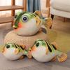Cute Puffer Fish Plush Toy Cartoon Soft Stuffed Animal Fluffy Toy Throw Pillow Sofa Couch Bedroom