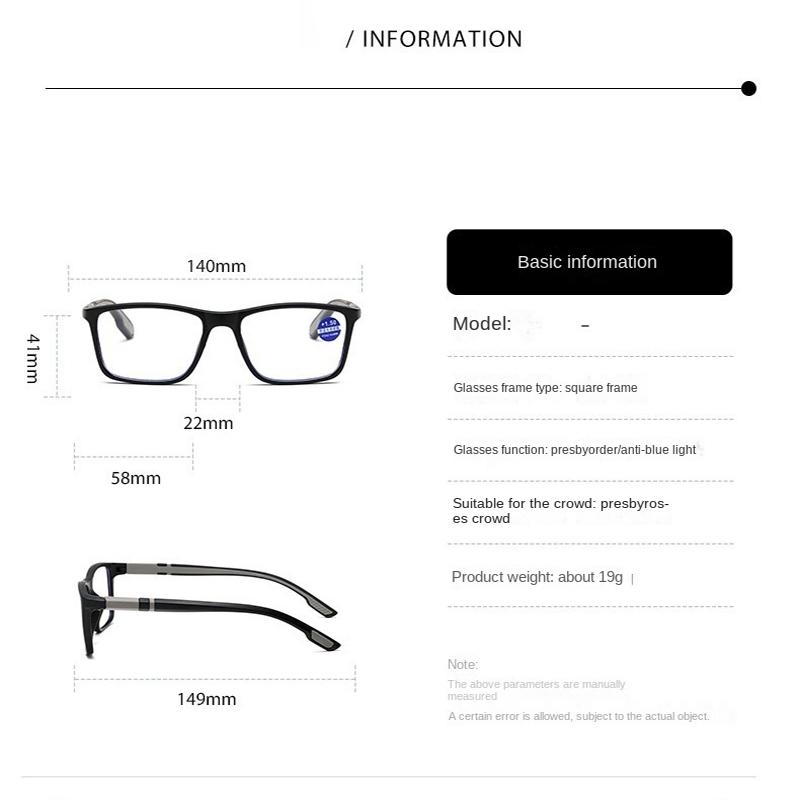 3PCS Ultralight Reading Glasses Blue Light Blocking Sports Presbyopia Eyeglasses for Men Women Hyperopia Eyewear +100~+400