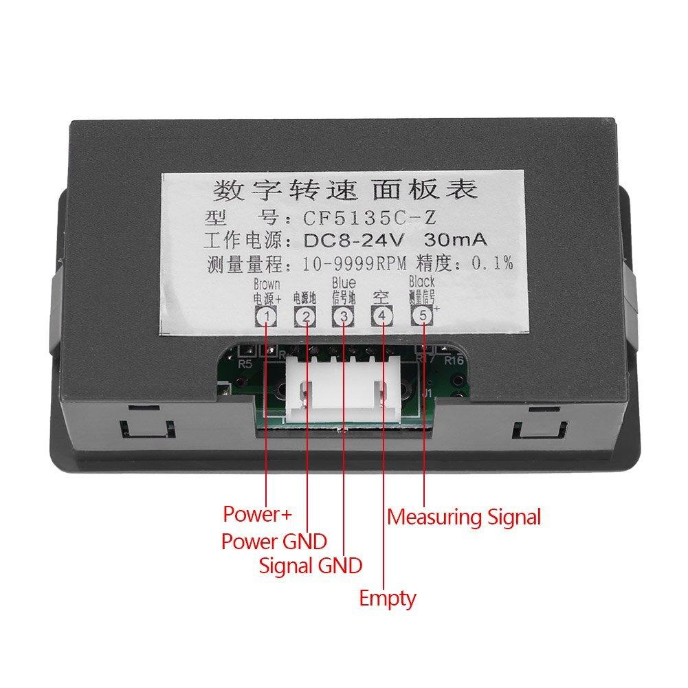 WINGONEER 4 Digit Tachometer Speed Display Speedometer + Proximity Sensor NPN Hall Effect Induction