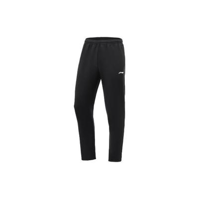 Li Ning Einfarbiges Logo-Print Elastischer Bund Gerades Bein Sporthose Herren Unterteile Schwarz AYKR763-1