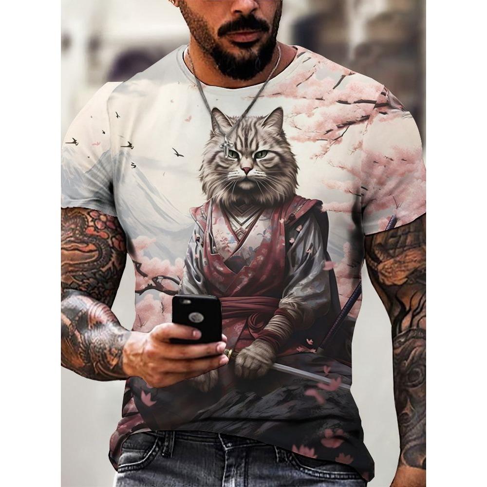 

Футболка с коротким рукавом с японским узором 6XL