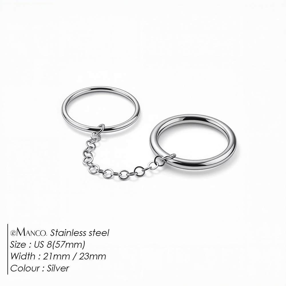 Emanco Geometric Double-layer Personalized Chain Stainless Steel Ring Niche High-end Chain Pendant Tassel Ring 8