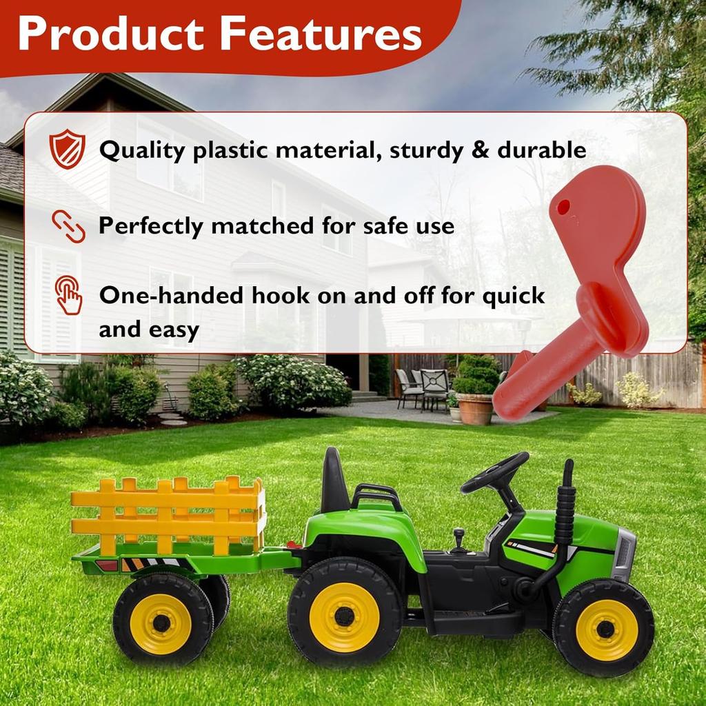 Trailer Hitch Pin Fits Peg Perego John Deere Farm Power Pull Turf Tractor Loader, Red Coupling Hitch Pin Replacement