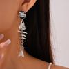 Gothic Fish Bone Earrings Exaggerate Geometric Drop Earrings Personality Earrings  Hollowen