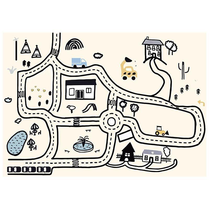 Cartoon Traffic Rug Early Learning Crawling Mat for Kids Dirt Resistant, Wear Resistant Non Slip Floor Mat Easy to Clean