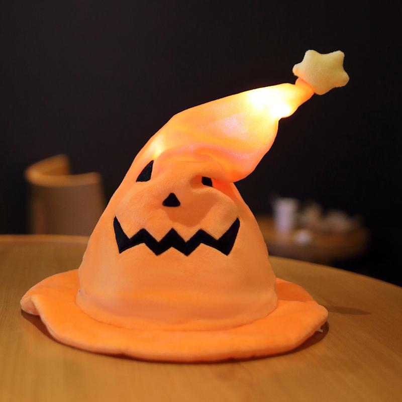 Fun Ideas Halloween Pumpkin Stuffed Hat Halloween Song Glow Demon Hat Stuffed Toy Holiday Gift for Boys and Girls Trick or Treat