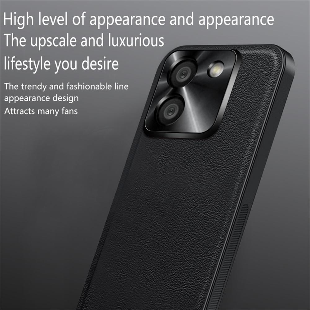 Pro Xiaomi Poco M7 Pro 5G Pouzdro PU+TPU+PC Kryt zadní strany telefonu s kovovým rámečkem objektivu