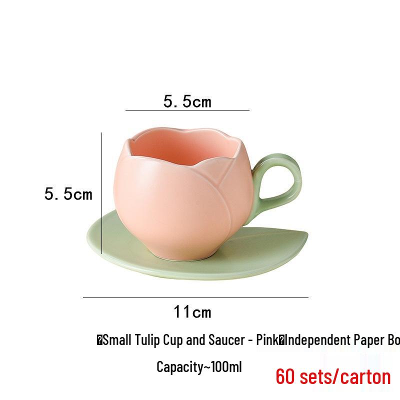 Japanese Ceramic Tulip Coffee Cup & Saucer Set