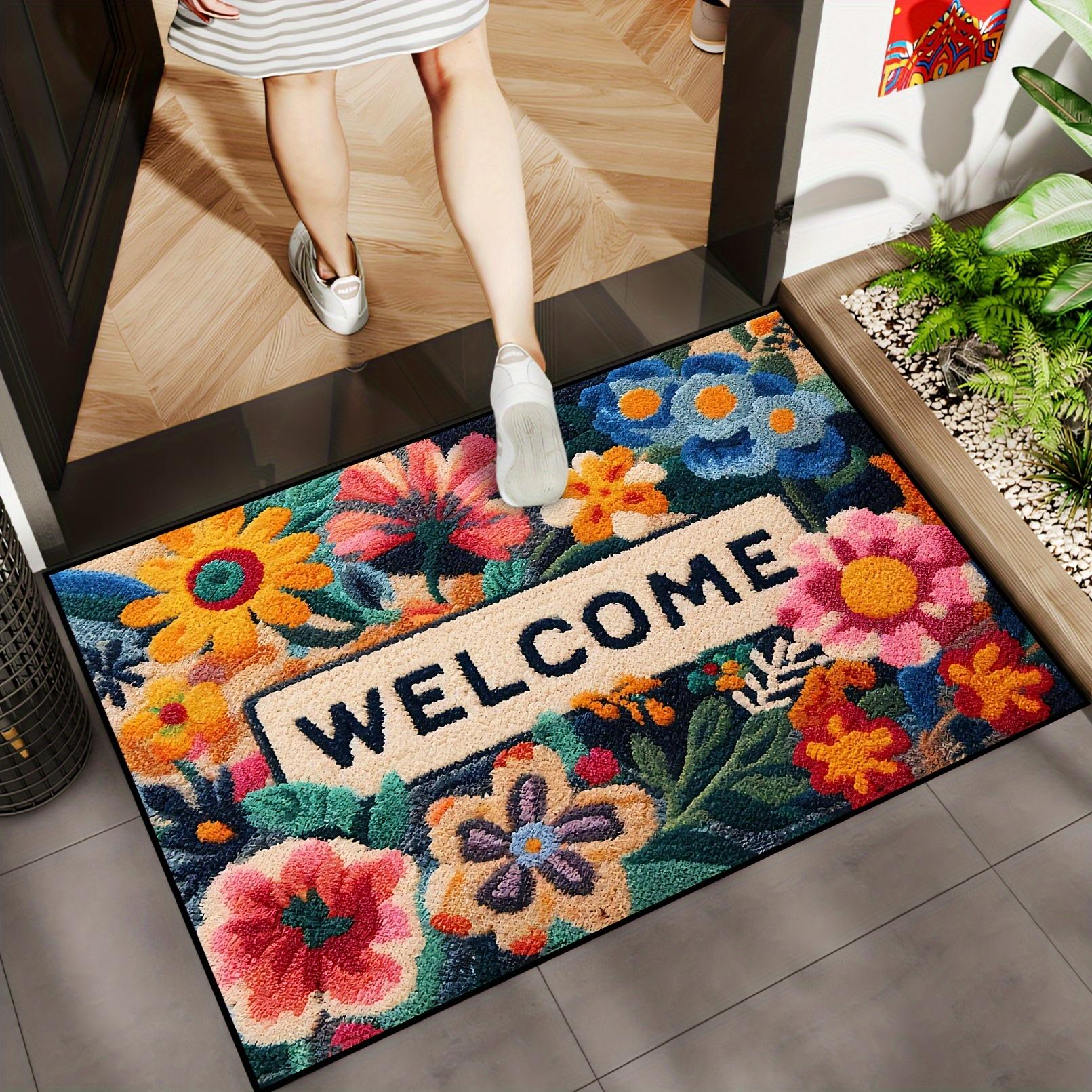 

VIKAMA Vintage Floral Carpet Non-Slip Easy Care Bathroom Bathroom Foot Mat Bedroom Entrance Floor Mat Home Decoration 40x60cm 16x24inch