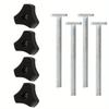 4sets T Type Screw Knob Kit Oblique Rail Sliding Nut Slot Bolt Fixture M8 Woodworking Tool Fixture