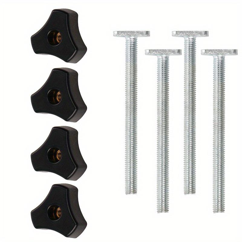 4sets T Type Screw Knob Kit Oblique Rail Sliding Nut Slot Bolt Fixture M8 Woodworking Tool Fixture