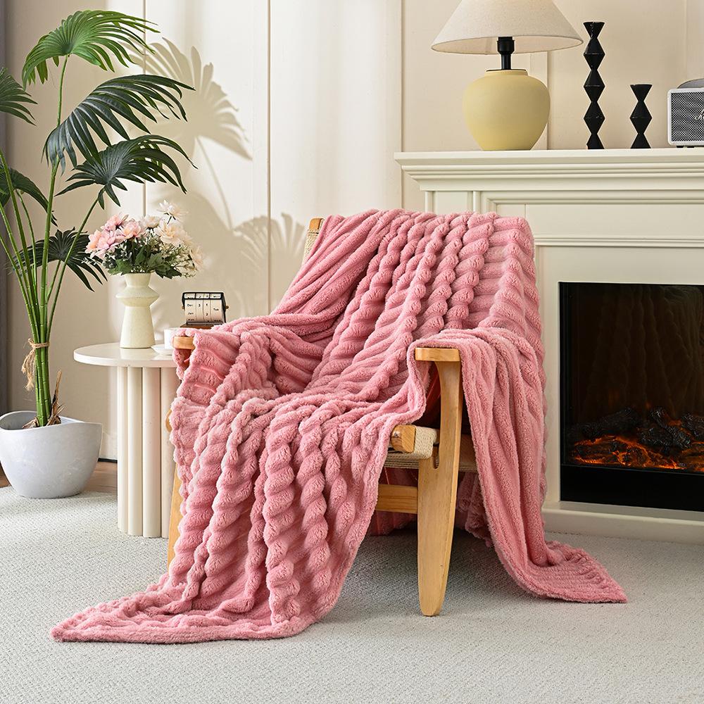 Rabbit fur Multi-functional Wool Blanket Luxury Fluffy Cozy Comfortable Warm Throw Blanket For Winter Decor Home Sofa Bedspread
