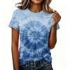Damen Freizeit Kurzarm Raglan T-Shirt Rundhals Batik-Print Leichtes Weiches Gewebe Sommer Oberteil