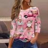 3/4 Length Sleeve Womens Tops Floral Print Vintage Fashion Casual Loose With Round Neck Plus Size Shirts