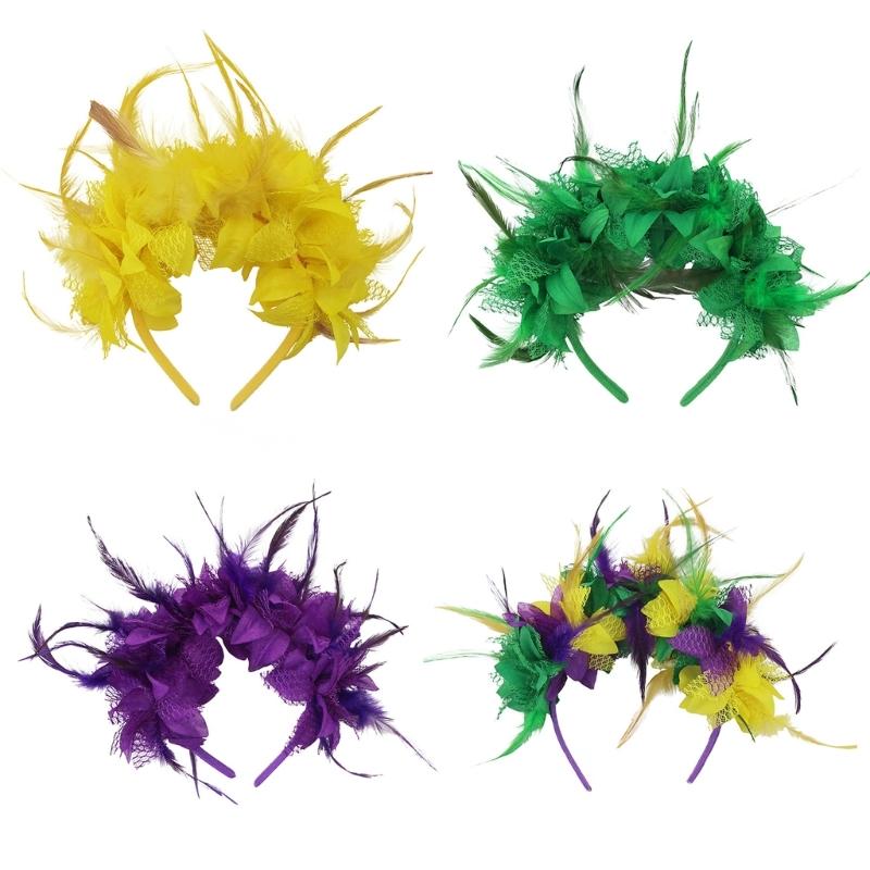 Feather Flapper Headbands Fat Tuesday Prom Dancer Headpiece for Party Carnivals Celebrations Headwear Hair Styling